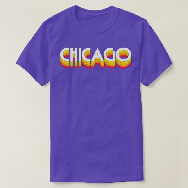 Camiseta Chicago Retro Style Typografia Design 1 (Frente do Design)