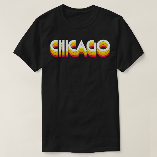 Camiseta Chicago Retro Style Typografia Design 1 (Frente do Design)