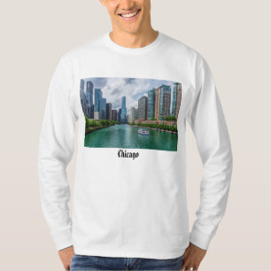 Camiseta Chicago River e Trump Tower Long Sleeve T Shirt