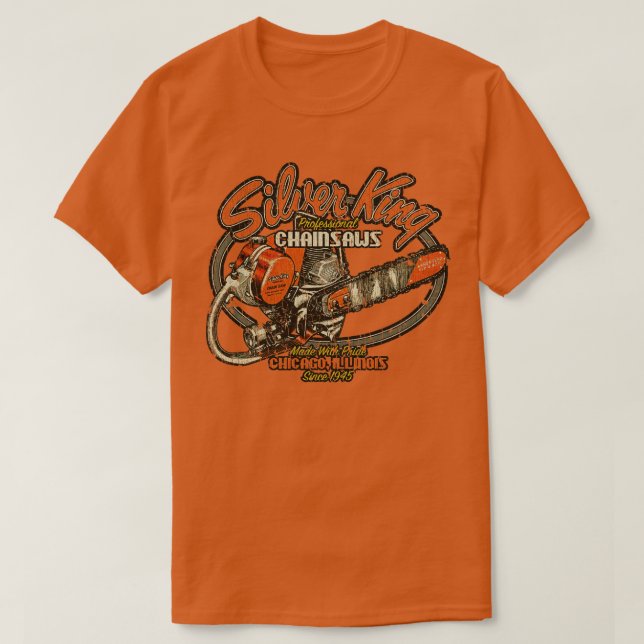 Camiseta Chicago Silver King Chainsaws 1945 (Frente do Design)