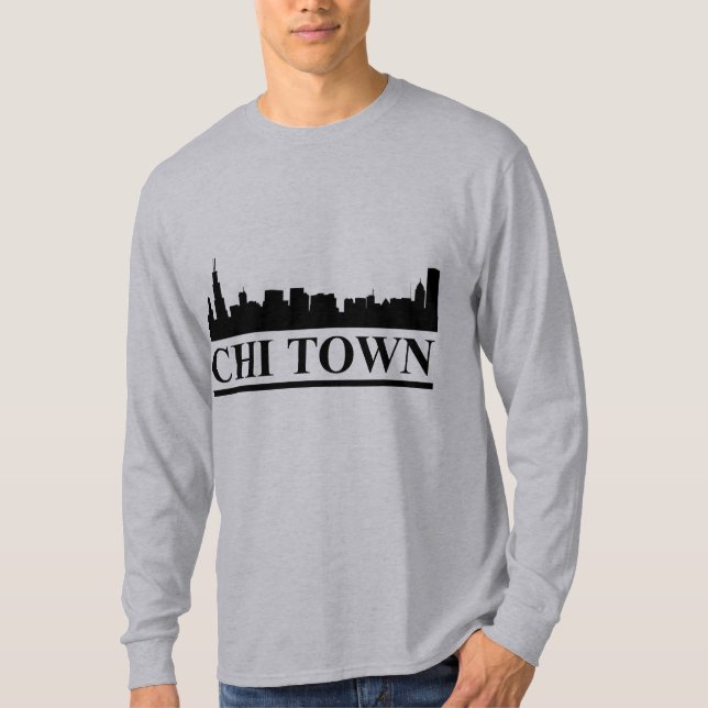Camiseta Chicago Skyline Chi Town Mens LS T-shirt (Frente)