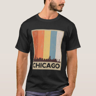 Camiseta Chicago Skyline Hoodie Distressou Estilo Vintage G