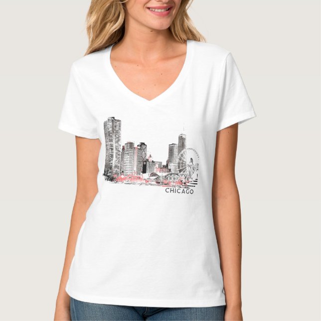 Camiseta Chicago Skyline T-Shirt (Frente)