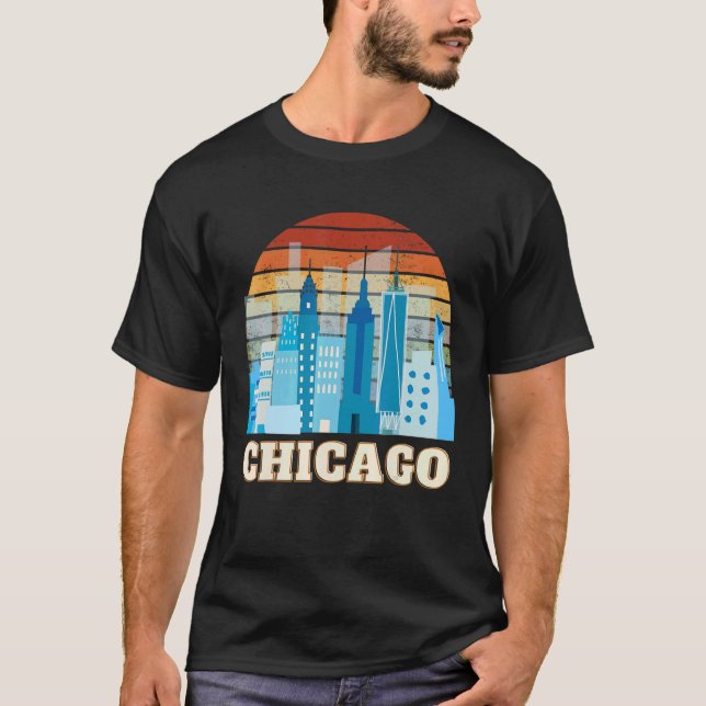 Camiseta Chicago Skyline Vintage Chicago Illinois USA (Frente)