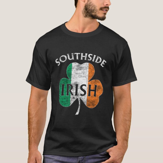 Camiseta Chicago Southside Irish Flag Dia de São Patrício (Frente)