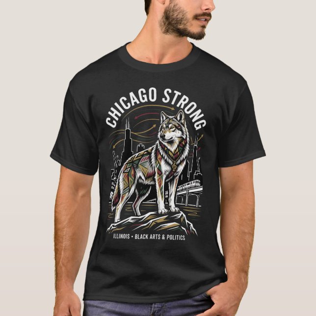 Camiseta Chicago Strong Grey Wolf Great Migration Heritage  (Frente)