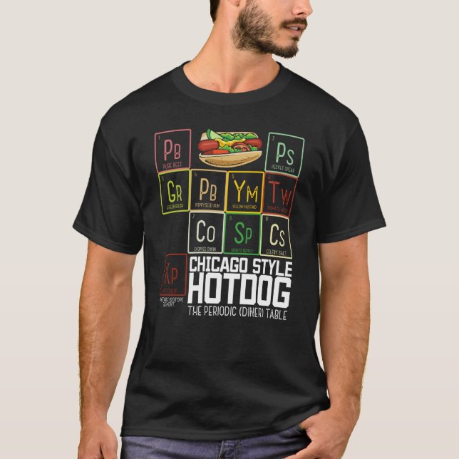 Camiseta Chicago Style Hot Dog Mesa Jantada periódica de El (Frente)