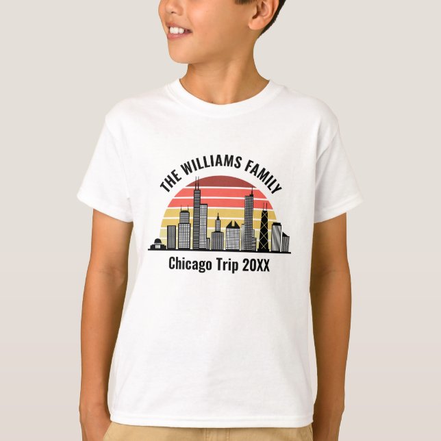 Camiseta Chicago Sunset Customized Family Trip Kids (Frente)