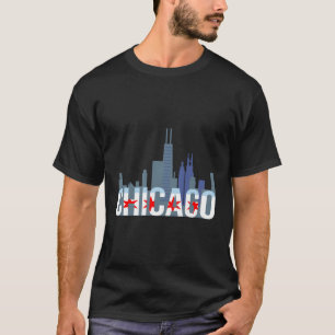 Camiseta Chicago Windy City Skyline E Chicago Flag