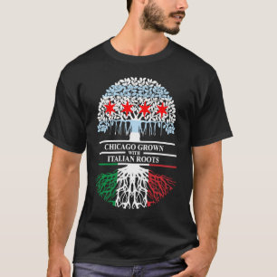 Camiseta Chicagoan Grown Italiana Roots Chicago Flag Itália