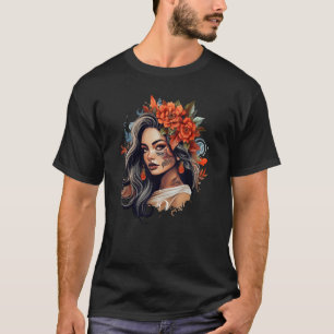 Camiseta Chicano Girl Mexico Flores Bonito 5