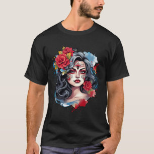 Camiseta Chicano Girl Mexico Flores Bonito Morte