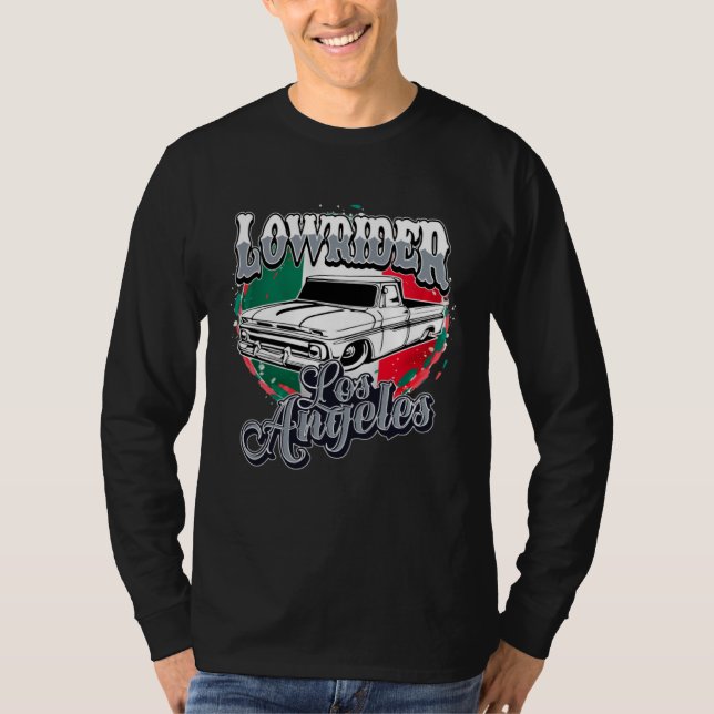 Camiseta Chicano Low Rider Truck Mexican Flag Los Angeles L (Frente)