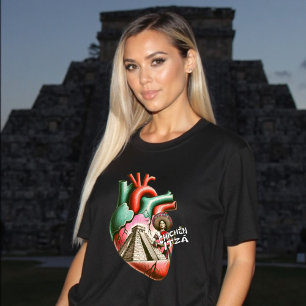 Camiseta Chichén Itzá Pirâmide Yucatan Coração Mexicano