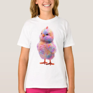 Camiseta Chick de Algodão Doce Pastel Fofinho Arco-íris Cri