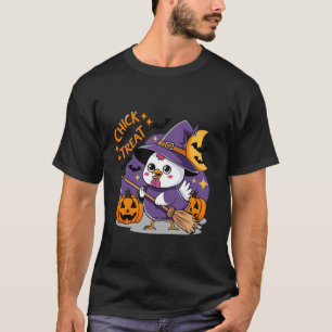 Camiseta Chick Or Treat Bruxa de Halloween Frango Assustado
