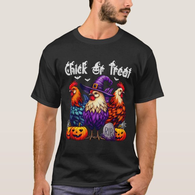 Camiseta Chick Or Treat Funny Halloween Witch Soky Cute Chi (Frente)