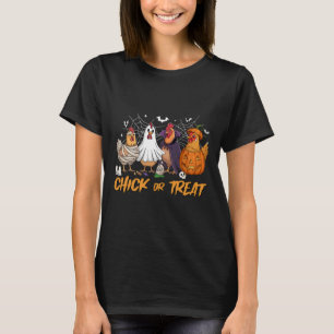 Camiseta Chick Or Treat Galinha Engraçada Abóbora Fantasma