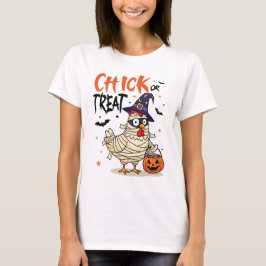 Camiseta Chick or Treat - Galinha Múmia de Halloween