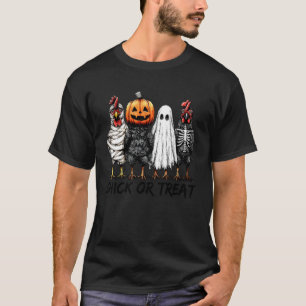 Camiseta Chick Or Treat Halloween Abóbora Fantasma Assustad
