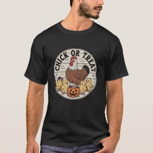 Camiseta Chick-or-Treat Halloween Assustador Doce De Outono