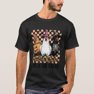 Camiseta Chick Or Treat Halloween Bruxa Assustadora Frango