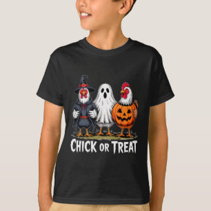 Camiseta Chick Ou Treat Bruxa Assustadora Fantasma Abóbora