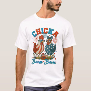 Camiseta Chicka Boom Boom Galinha Patriótica 4 de julho