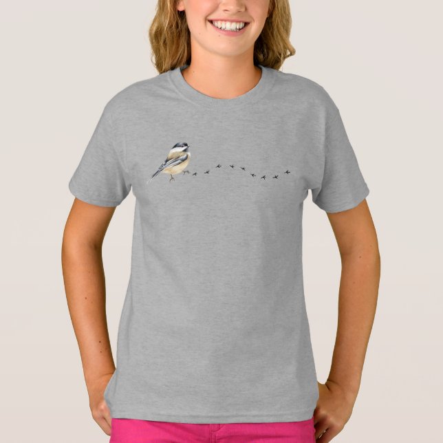 Camiseta Chickadee Engraçado, Pequenos Rastreios (Frente)