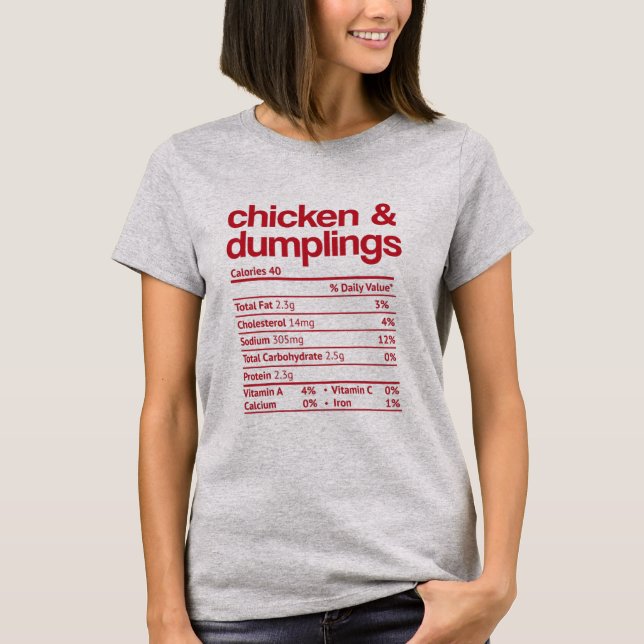 Camiseta Chicken and Dumplings Nutrition Fact Thanksgiving (Frente)