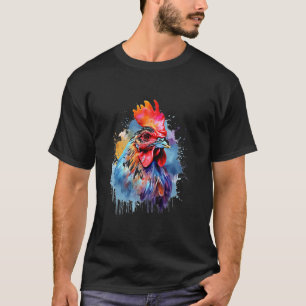 Camiseta Chicken Animal Abstrato Zoo Retrato Colorido