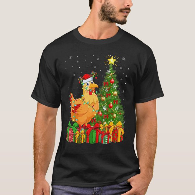 Camiseta Chicken Bird   Xmas Holiday Santa Chicken Christma (Frente)