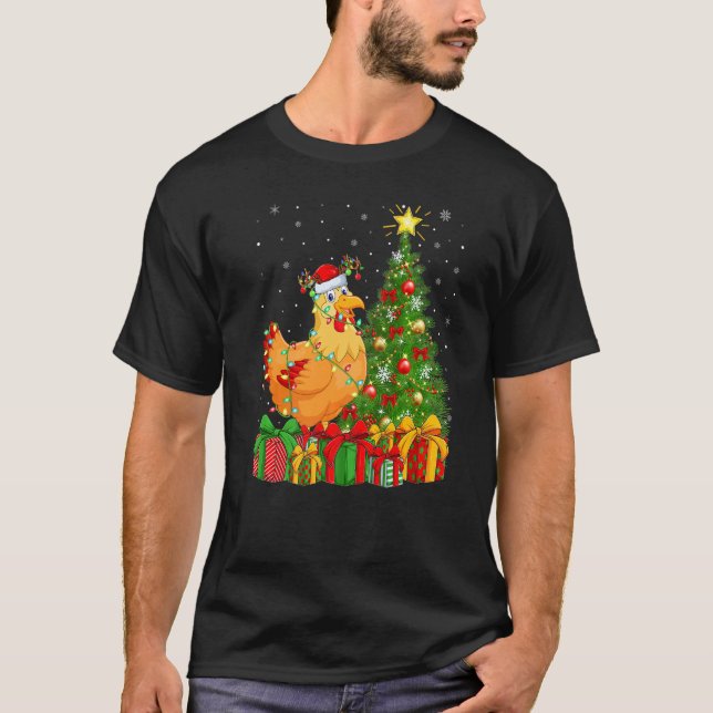 Camiseta Chicken Bird  Xmas Holiday Santa Chicken Christmas (Frente)