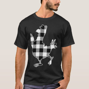 Camiseta Chicken Black &amp; White Buffalo Xadrez Feliz Chr