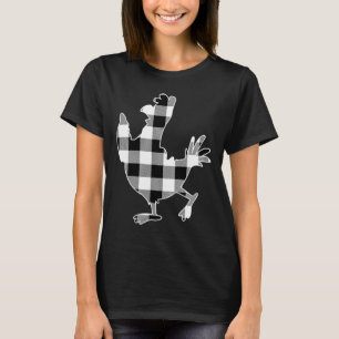 Camiseta Chicken Black & White Buffalo Xadrez Feliz Chr