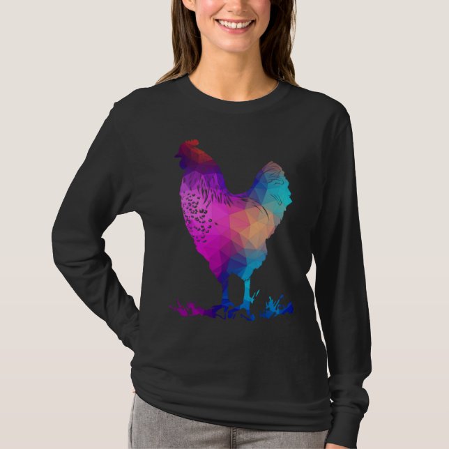 Camiseta Chicken Buffs Retro Vintage Rainbow Chicken Silhou (Frente)