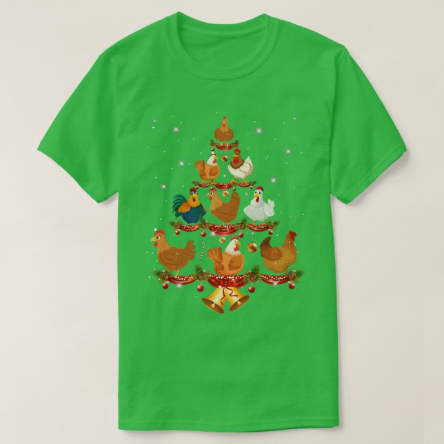 Camiseta Chicken Christmas Tree Funny Light Xmas Ornament D (Frente do Design)