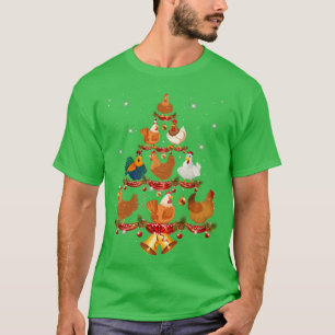 Camiseta Chicken Christmas Tree Funny Light Xmas Ornament D