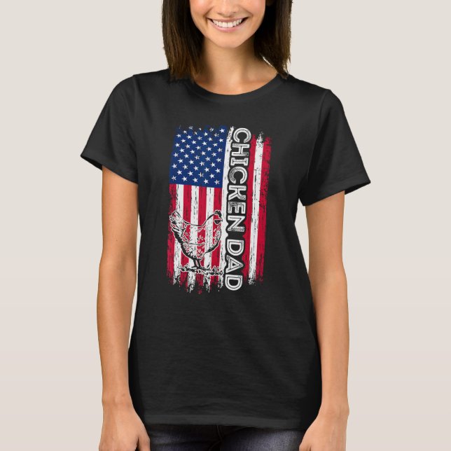 Camiseta Chicken Dad Shirt American Flag Father's Day Patri (Frente)