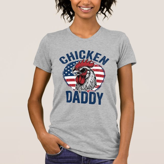 Camiseta Chicken Daddy Rooster Vintage Patriotic Shirt Desi (Frente)