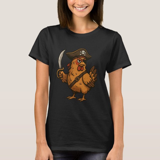 Camiseta Chicken Dressed As A Pirate Funny Chicken Hallowee (Frente)
