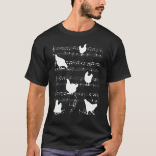 Camiseta Chicken E Notas De Música Para Farmer De Galinhas