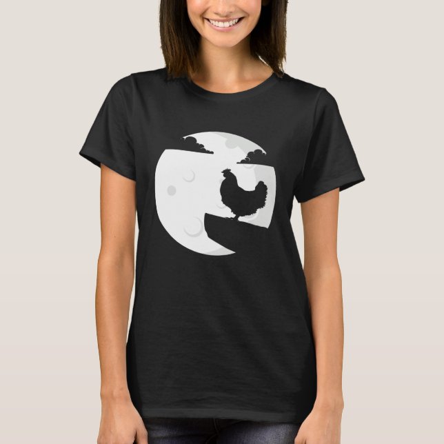 Camiseta Chicken Howling Moon  Animal Silhouette Women Boys (Frente)