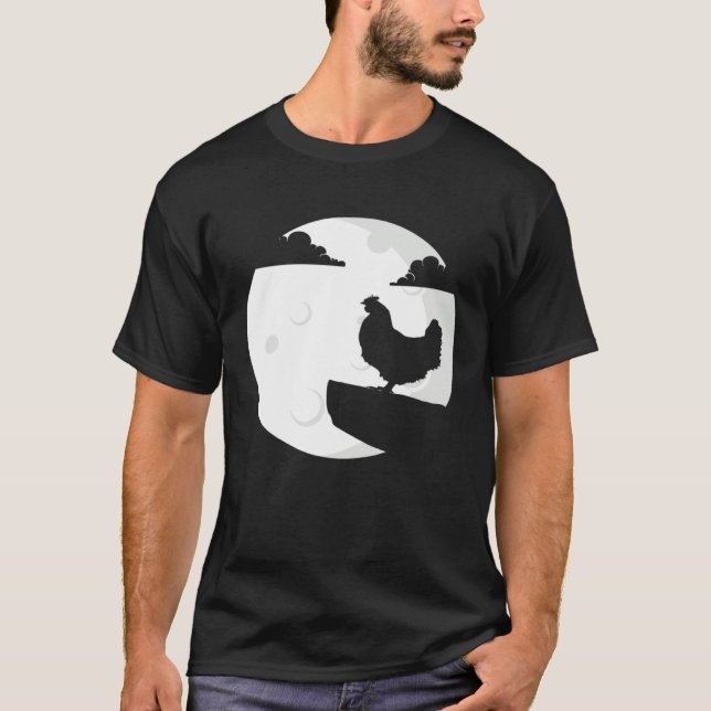Camiseta Chicken Howling Moon  Animal Silhouette Women Boys (Frente)