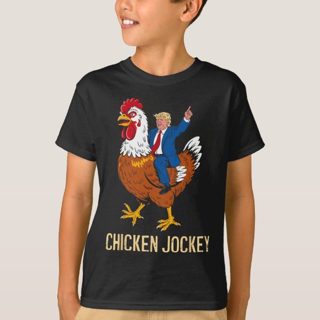 Camiseta Chicken Jockey Trump Engraçado Memória 9 (Frente)