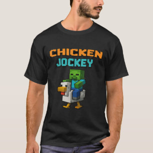 Camiseta Chicken Jockey Zombie Pixel Art Zombie Gamer Engra