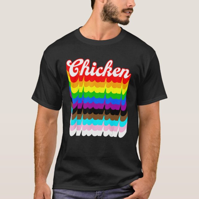 Camiseta Chicken LGBTQ pride rainbow (Frente)