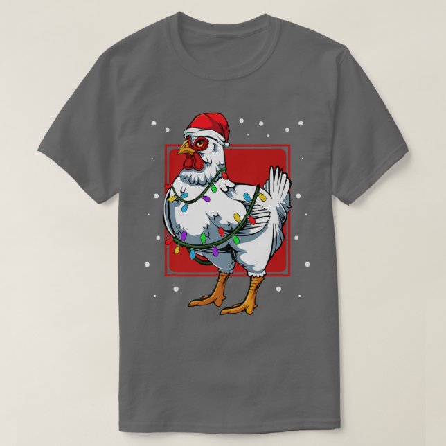 Camiseta Chicken Lights Fun Santa Cute Celebrat Happy Chris (Frente do Design)
