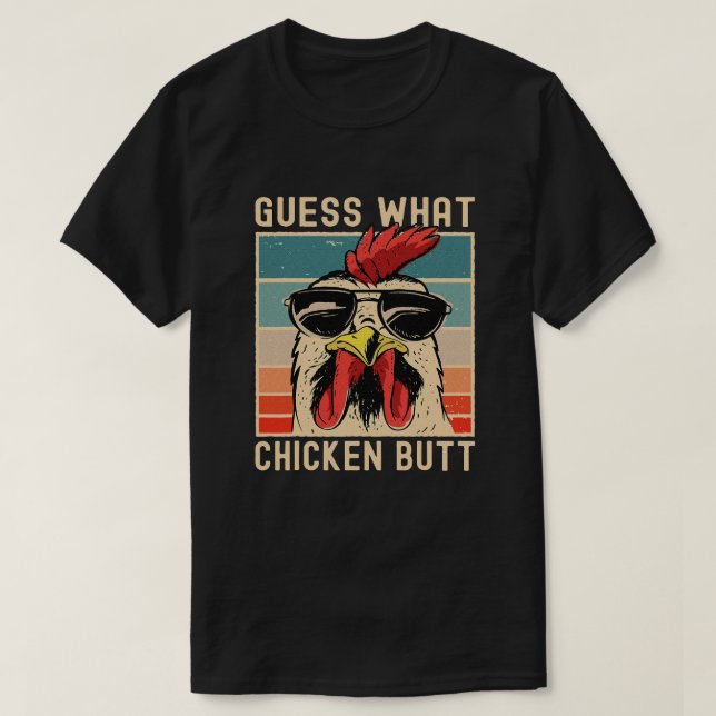 Camiseta Chicken Meme Design adivinha que Bumbum de frango  (Frente do Design)