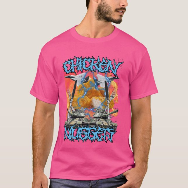 Camiseta Chicken Nugget Bootleg Hardcore Flames Memória (Frente)